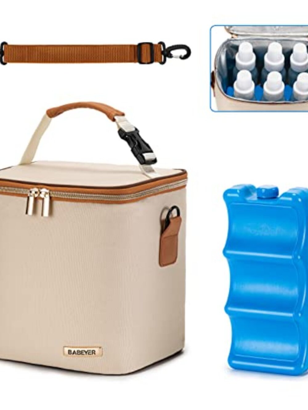 Insulated Breastmilk Cooler Bag Ice Pack Fits 6 Bottles Up to 9 Oz Tote